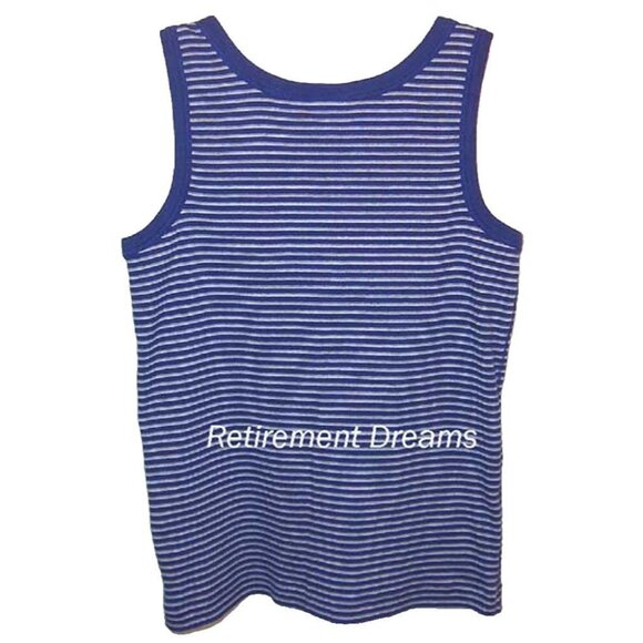 Chicos Spa Size 1 M 8 Blue White Striped Tank Top Sleeveless Casual Shirt - Picture 3 of 4